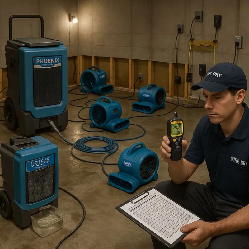 Structural Drying and Dehumidification process in Wilton Manors, FL